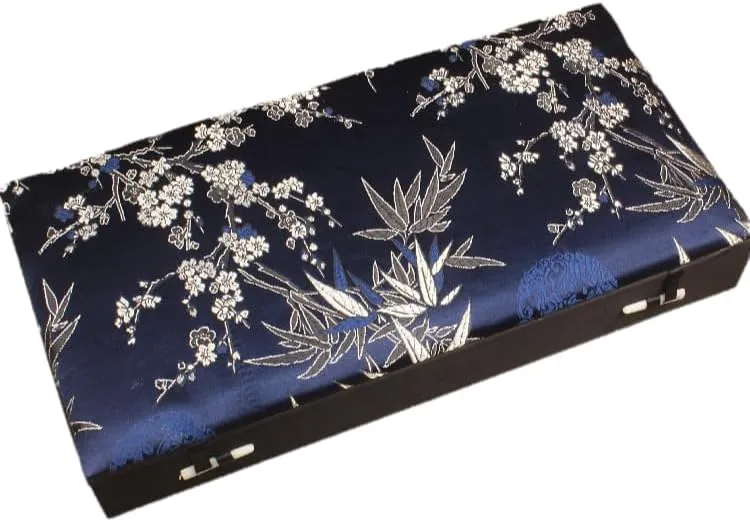 (blue (pattern random 1pcs)$ defect worm overgraze 8 Grids (12.6x6.3x2.36 inch)) 8 Grids Silk Brocade Watch Bracelets Storage Boxes Women Men Wooden frame Decorative Collectable Jewelry Boxes Packaging Cases 