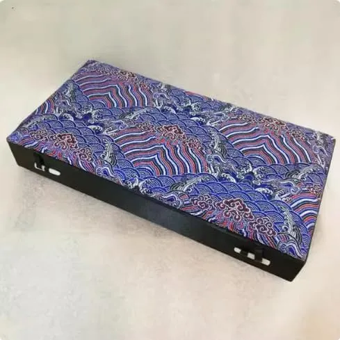 (blue (pattern random 1pcs)$ defect worm overgraze 8 Grids (12.6x6.3x2.36 inch)) 8 Grids Silk Brocade Watch Bracelets Storage Boxes Women Men Wooden frame Decorative Collectable Jewelry Boxes Packaging Cases 