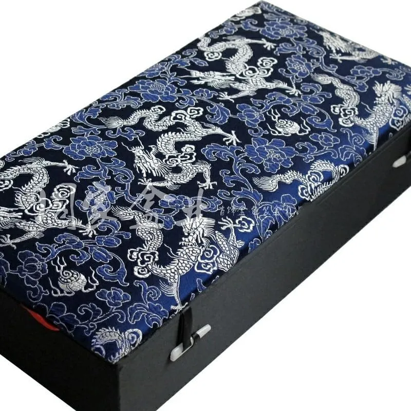 (blue (pattern random 1pcs)$ defect worm overgraze 8 Grids (12.6x6.3x2.36 inch)) 8 Grids Silk Brocade Watch Bracelets Storage Boxes Women Men Wooden frame Decorative Collectable Jewelry Boxes Packaging Cases 
