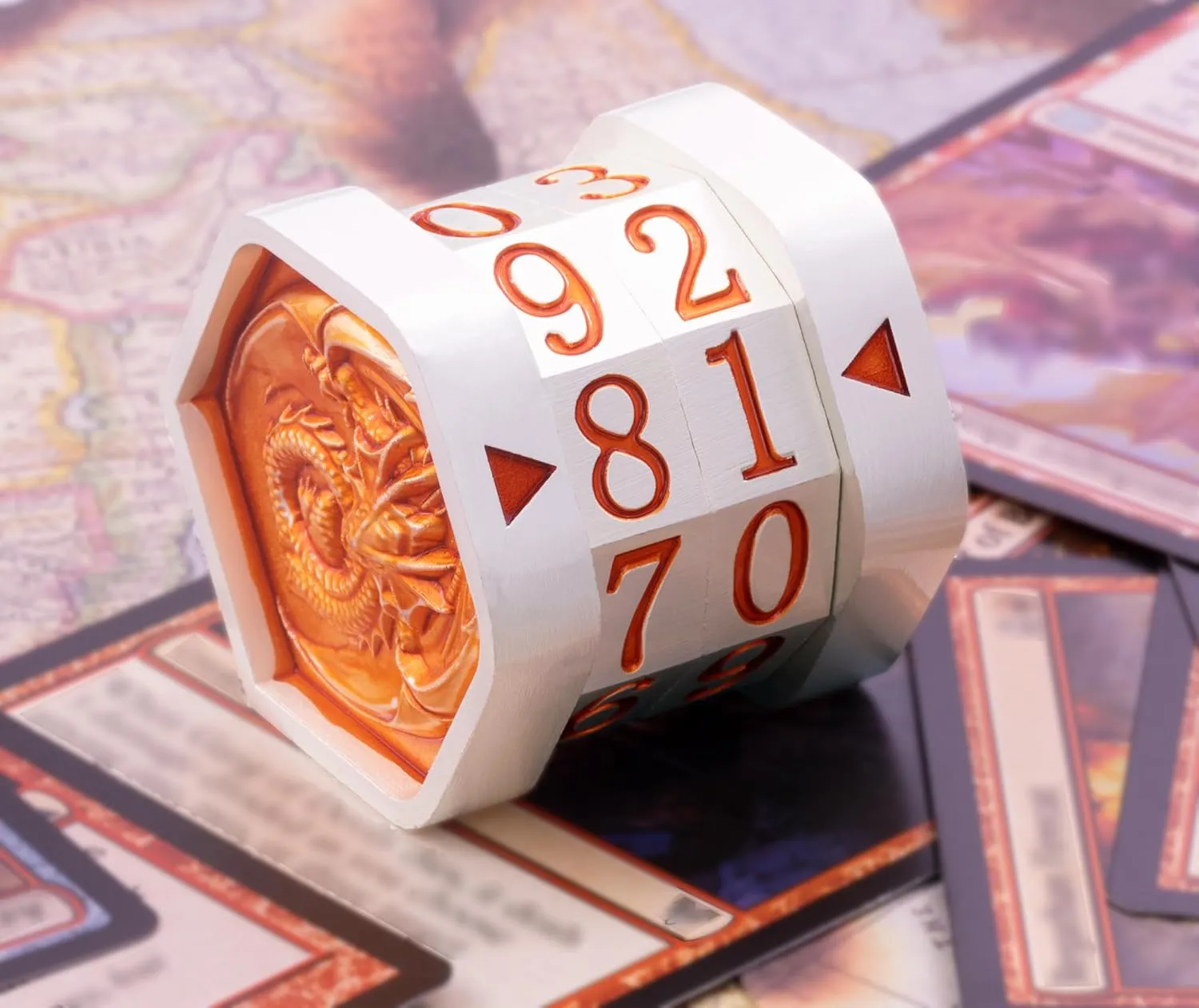 blues retrain Health Tracker Life Counter MTG Foundations Metal Dragon Life Counter Dial Game Gifts for MTGs TTRPGs Compatible Table top Cards and Board Games(Pearl Silver_Yellow) Metal MTG Life Counter Wheel 