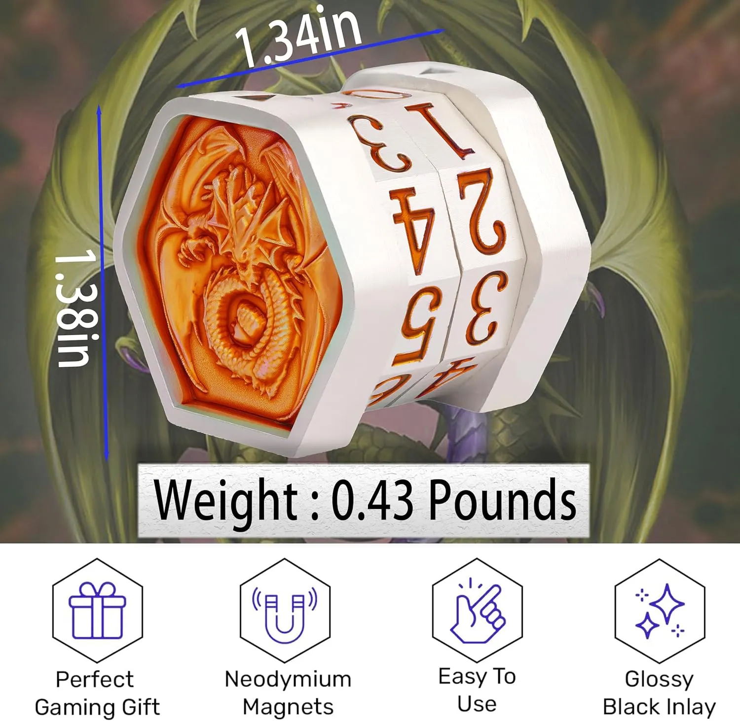 blues retrain Health Tracker Life Counter MTG Foundations Metal Dragon Life Counter Dial Game Gifts for MTGs TTRPGs Compatible Table top Cards and Board Games(Pearl Silver_Yellow) Metal MTG Life Counter Wheel 