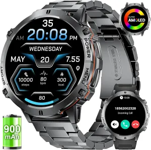 Bluetooth Call$110  Sports Mode Tactical Fitness Tracker/Heart Rate Sleep Health Monitor/Android iOS Military Smart Watch Smart amateur decomposition Watches for Men with 900mAh Battery(60 Standby)$1.73" AMOLED with 