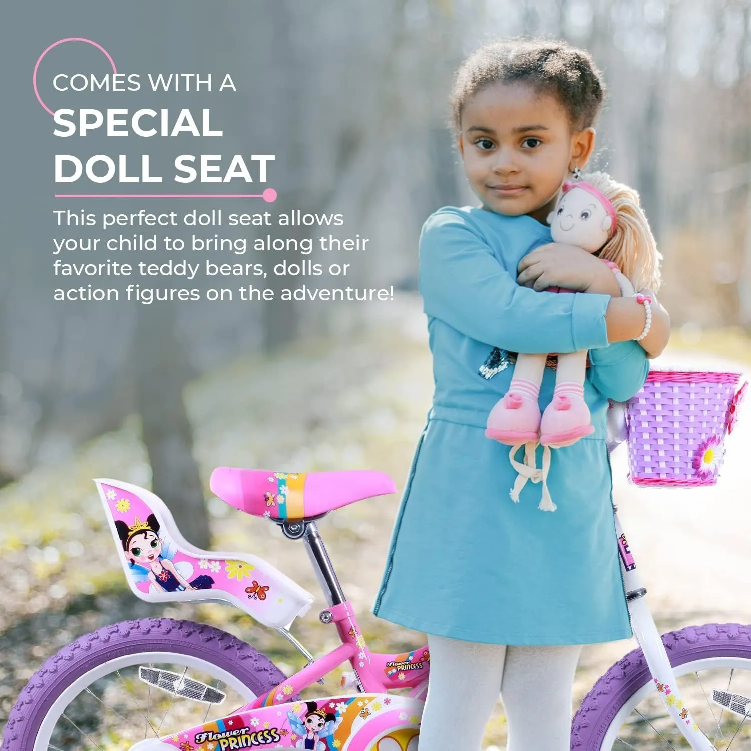 BMX Bike for Kids Ages 4-7$ 16-Inch Wheels$ 9-Inch Frame$ Training Wheels$ Toy Seat$ Doll Basket$ Streamers$ First Bike$ Princess Bicycle$ Gift thread meteorite communal for Girls Titan Girls 