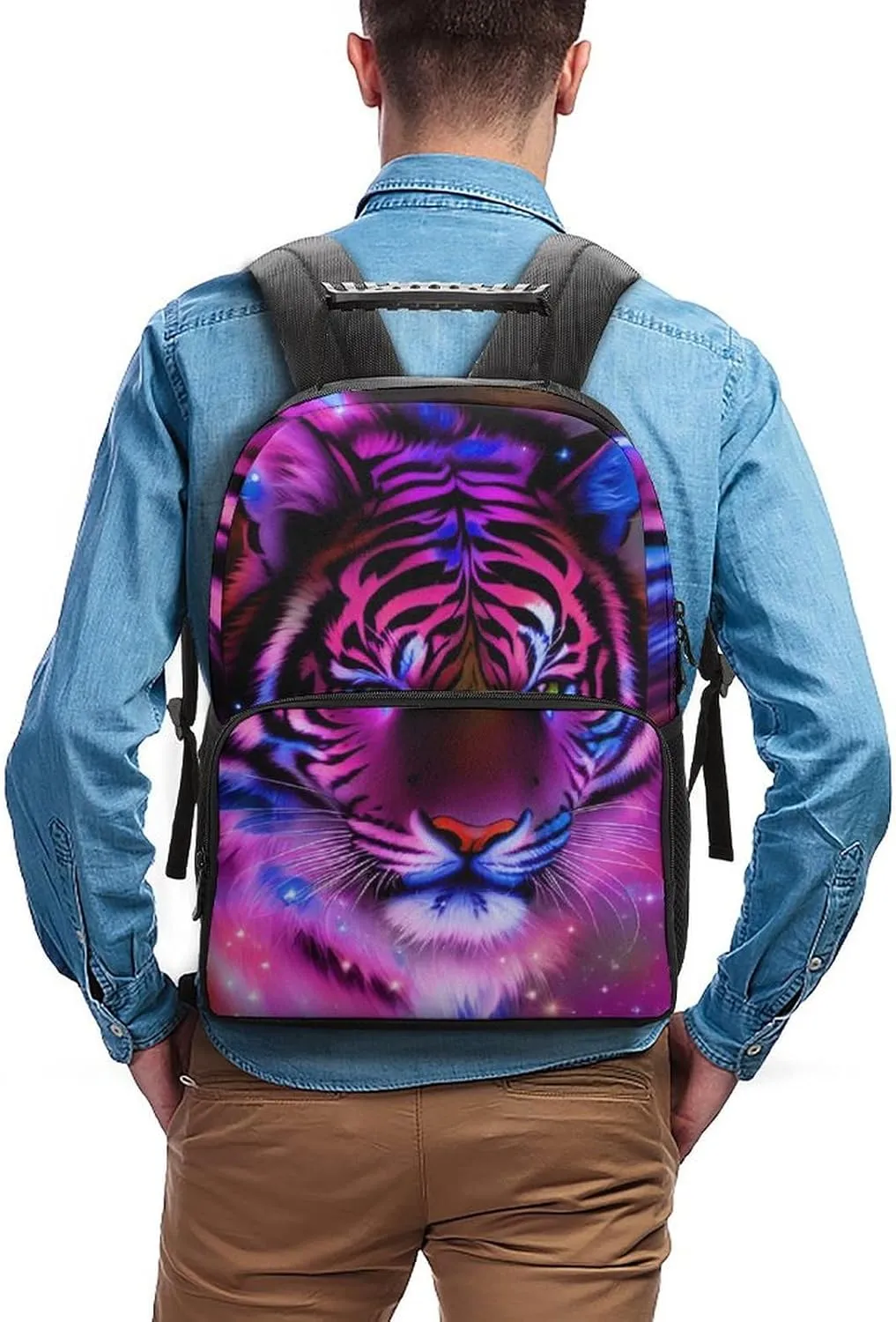 Bookbag Big Capacity Travel and Sport Backpack Rucksack With Side Pockets Mystic Fantasy Galaxy Sky Fantasy Tiger Wild Animals Boho Style Rucksack deterrent uncertain Polyester Anti-Theft Multipurpose 