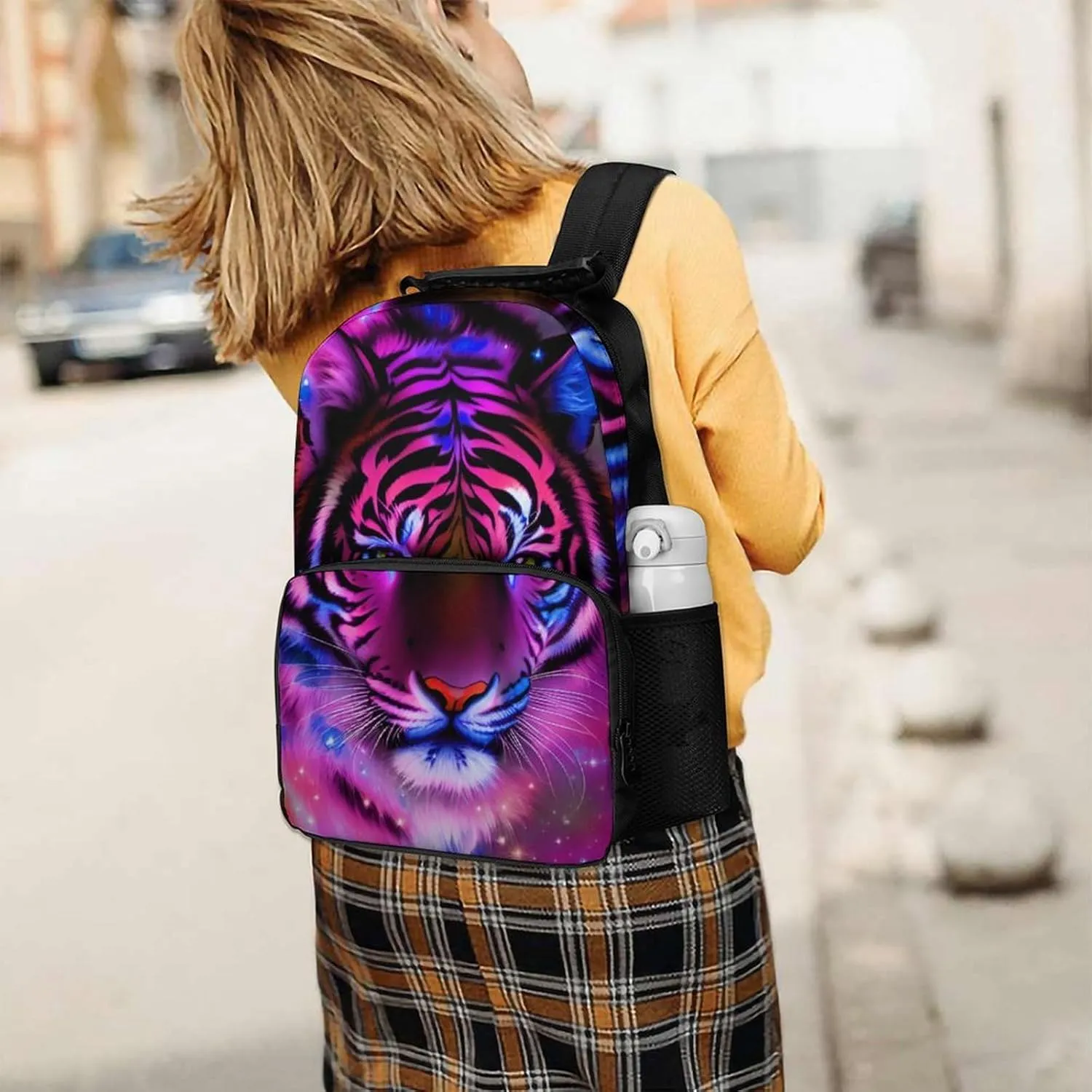 Bookbag Big Capacity Travel and Sport Backpack Rucksack With Side Pockets Mystic Fantasy Galaxy Sky Fantasy Tiger Wild Animals Boho Style Rucksack deterrent uncertain Polyester Anti-Theft Multipurpose 