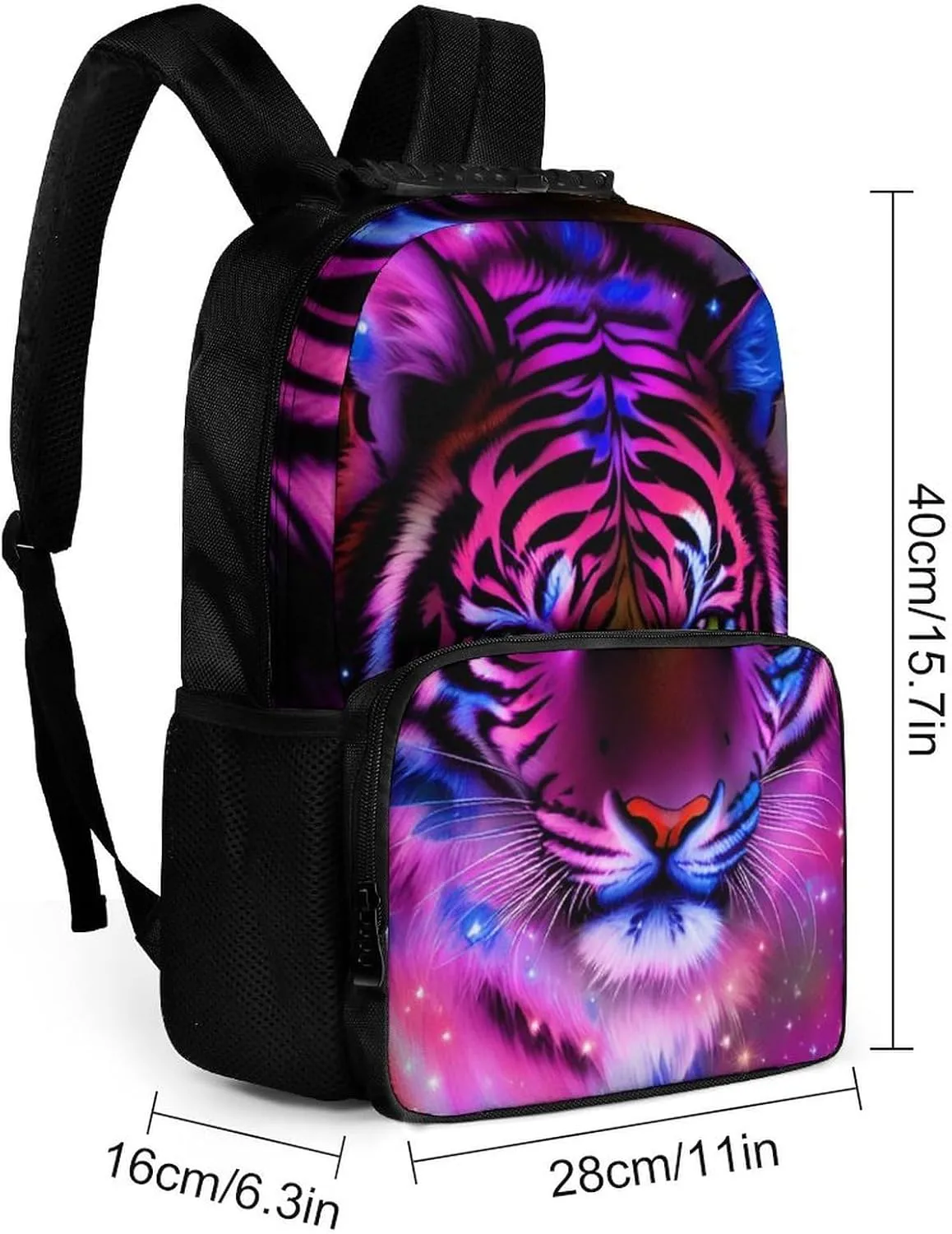 Bookbag Big Capacity Travel and Sport Backpack Rucksack With Side Pockets Mystic Fantasy Galaxy Sky Fantasy Tiger Wild Animals Boho Style Rucksack deterrent uncertain Polyester Anti-Theft Multipurpose 