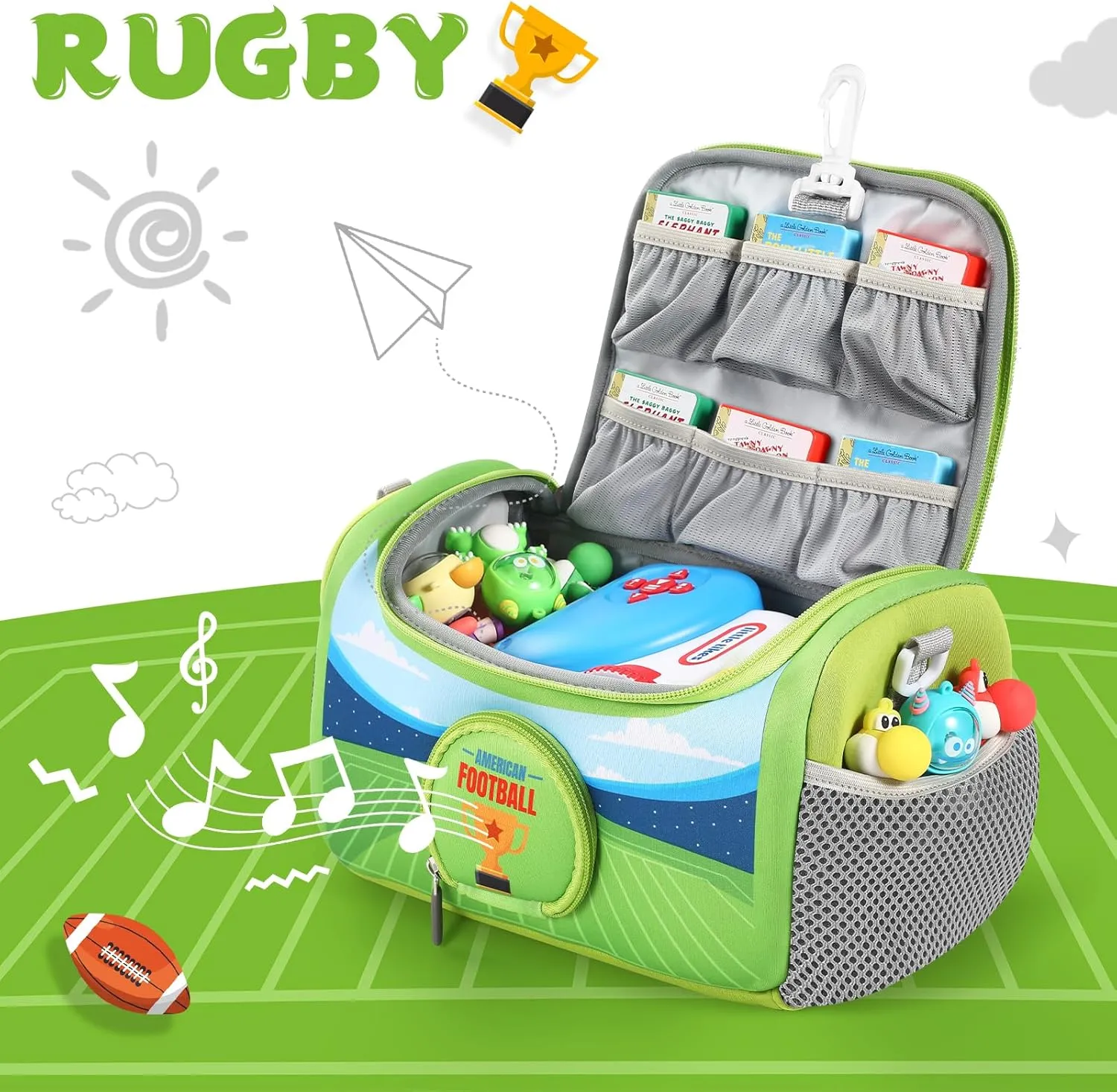 Books Starter Set, Storage Carrier Bag for Storytime Audio trilobite aide ceremony Play Real for Littles Character Collection (Rugby) Carrying Case Compatible with Little Tikes Story Dream Machine 