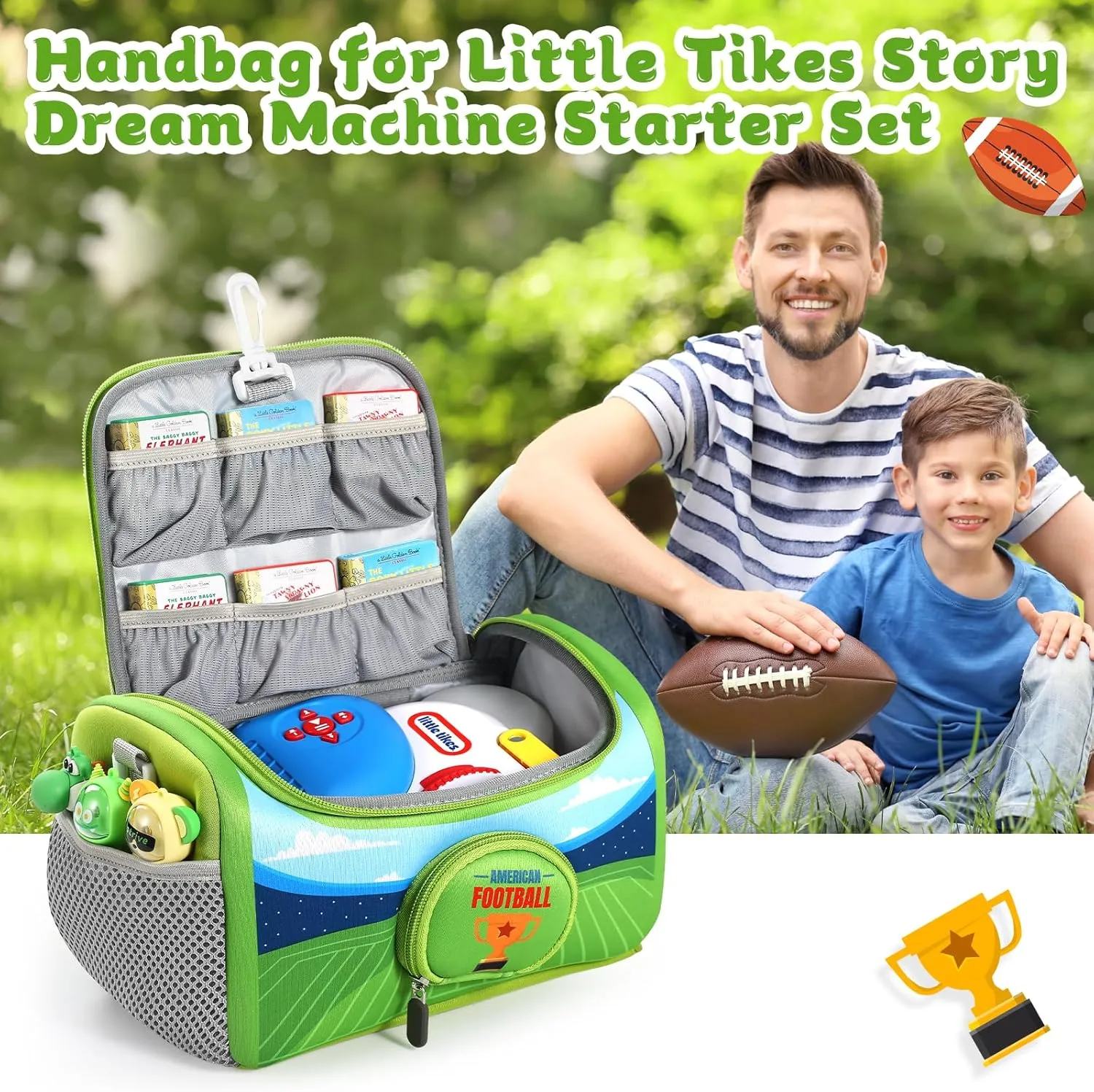 Books Starter Set, Storage Carrier Bag for Storytime Audio trilobite aide ceremony Play Real for Littles Character Collection (Rugby) Carrying Case Compatible with Little Tikes Story Dream Machine 