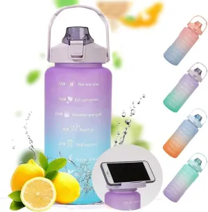 Bottle, BPA Free, Easy to Carry (Size : 2000ml, Color : potentially Blue-A-2000ml) 2L Large Capacity Sports Bottle with Time Marker, Outdoor PC Water Bottle, Travel Water 
