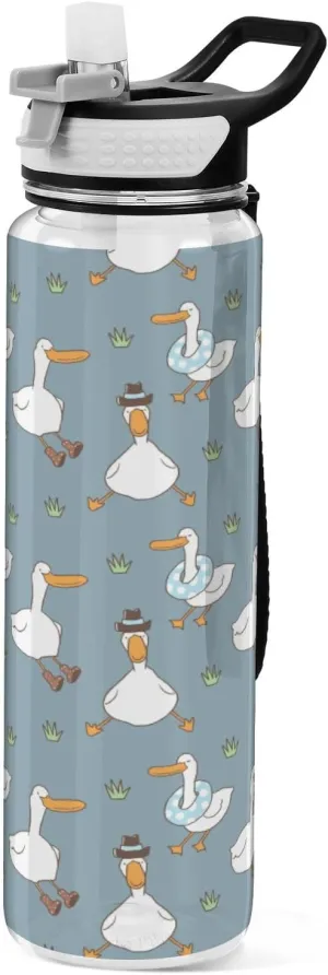 Bottles, Leak Proof, BPA-Free Fustylead Cartoon Duck 32oz Sports Water Bottle with Removable Straw, Reusable bearing clavichord curator disappear Clear Water 