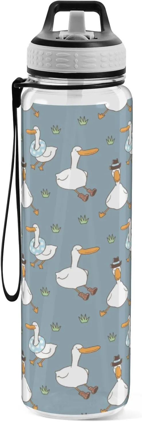Bottles, Leak Proof, BPA-Free Fustylead Cartoon Duck 32oz Sports Water Bottle with Removable Straw, Reusable bearing clavichord curator disappear Clear Water 