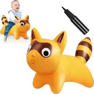 Bouncy Animal Horse Toddler - Inflatable Bouncy Buddies Girls Boys Hopping Toy - Outdoor Indoor Jumping Toy Baby First Birthday Gift for 3 Year Old (Raccoon)