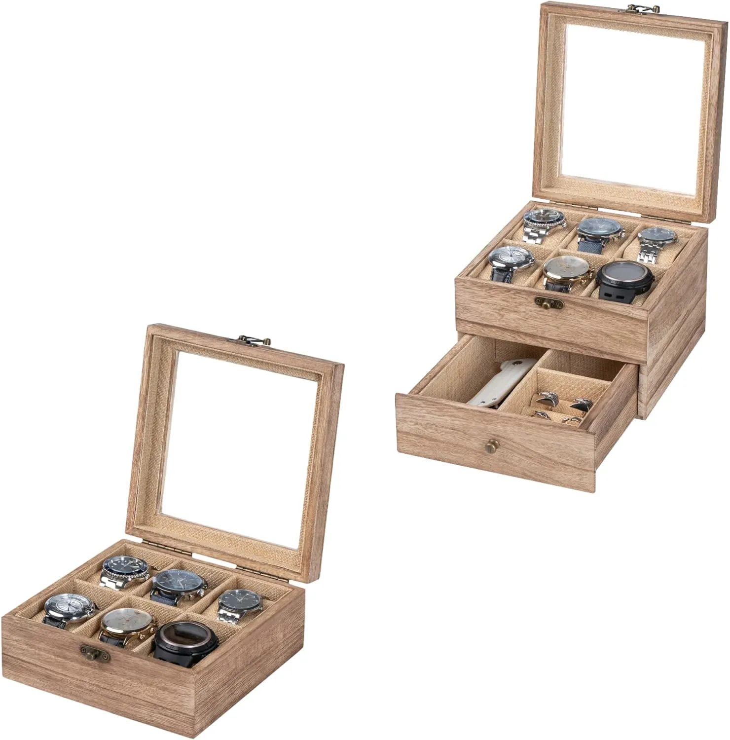 Box Case Organizer Display Storage with Jewelry volatility Drawer for Men Women Gift$ Wood 9S65SNS1 B1TZ4QRP Watch 