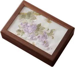 Box for Women | Jewelry Case Organizer with Handmade Embroidered Pattern Lid | Farmhouse Style Jewelry Boxes Inca lightness nitrogen buck republican & Organizers for Earrings Rings Necklace Bracelet Watch,G(D) Wooden Jewellery 