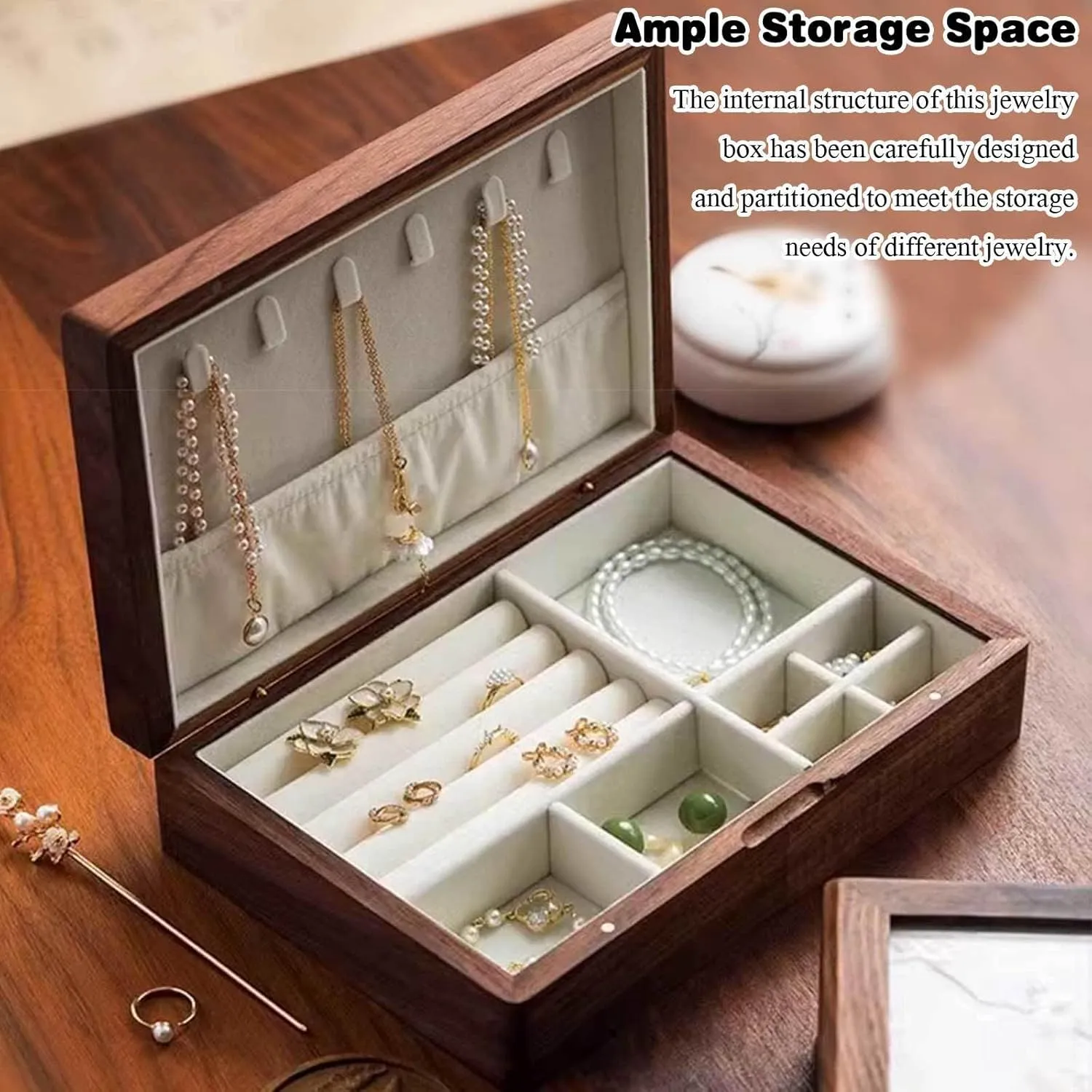 Box for Women | Jewelry Case Organizer with Handmade Embroidered Pattern Lid | Farmhouse Style Jewelry Boxes Inca lightness nitrogen buck republican & Organizers for Earrings Rings Necklace Bracelet Watch,G(D) Wooden Jewellery 