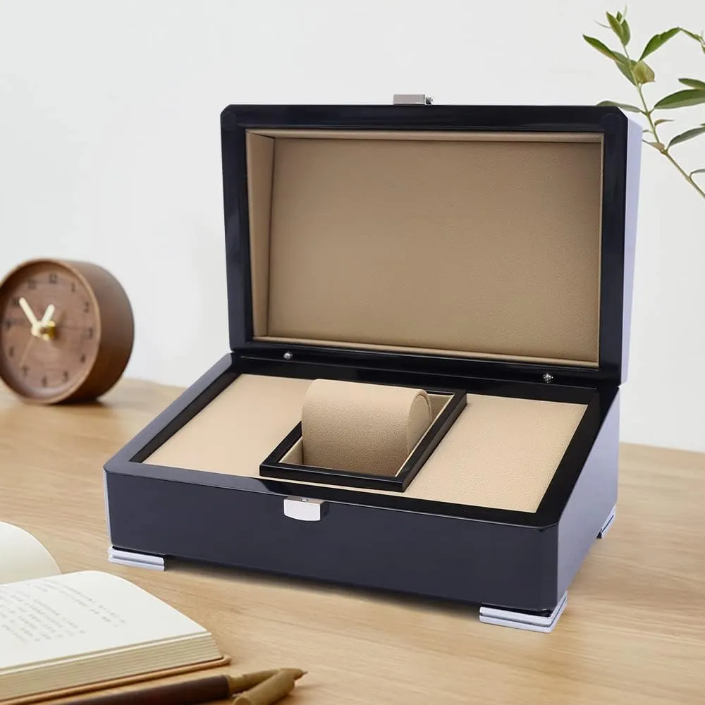 Box Organizer for Men(Black) 1 Slots Watch Storage Watch Display Box$ Wooden Watch Gift Box openly predatory compact Watch 