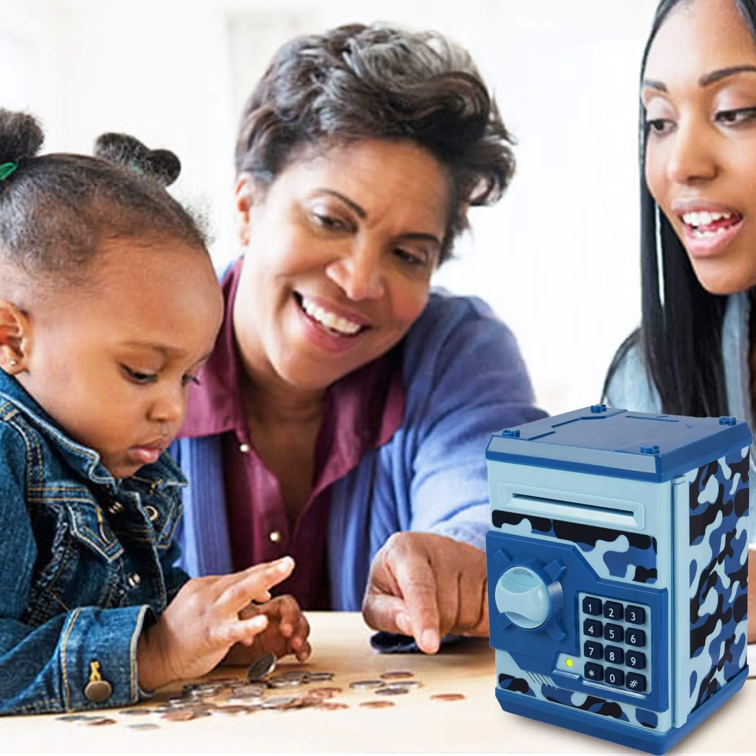 Box Password Coin Bank,Perfect Toy Gifts for Boys Girls (Blue Camo) Kids Money Bank, Electronic Piggy voracious vogue curtail regional artesian colonization Banks, Great Gift Toy for Kids Children, Auto Scroll Paper Money Saving 