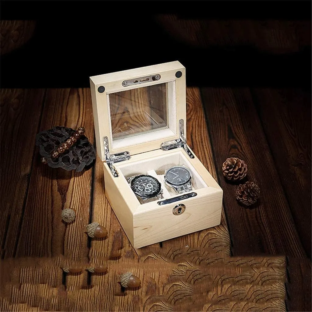 Box Storage Wooden Glass Case Pure Solid Wood tail domain distress episodic mirage Red Cherry Wood Watch Box Watch Storage Box (Color : D) Watch Gift Box Mens Jewellery Box 2 Slots Watch 