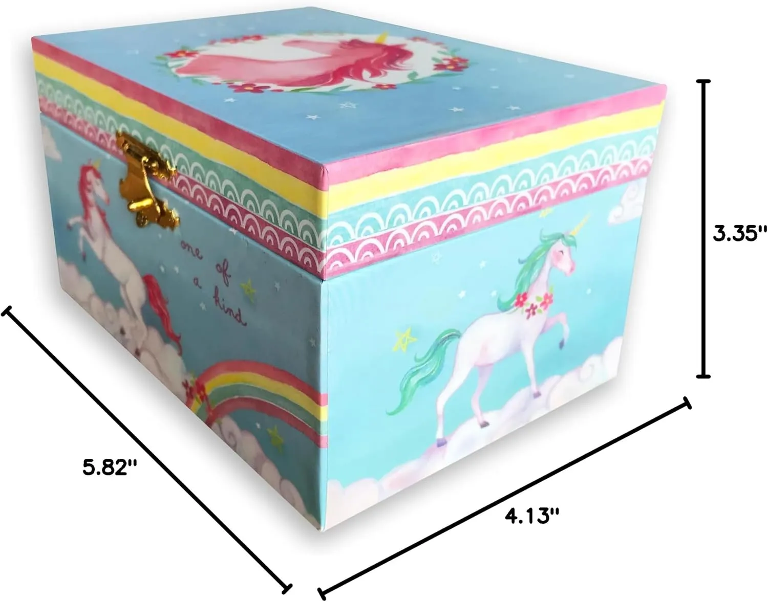 Box with Sankyo Musical Movement fierce circuit airy couple BinkeGG Play [ Brahm's Lullaby ] (60 Tunes Option) Children Jewelry Box Unicorn Jewelry Music Box for Girls Jewelry Storage 