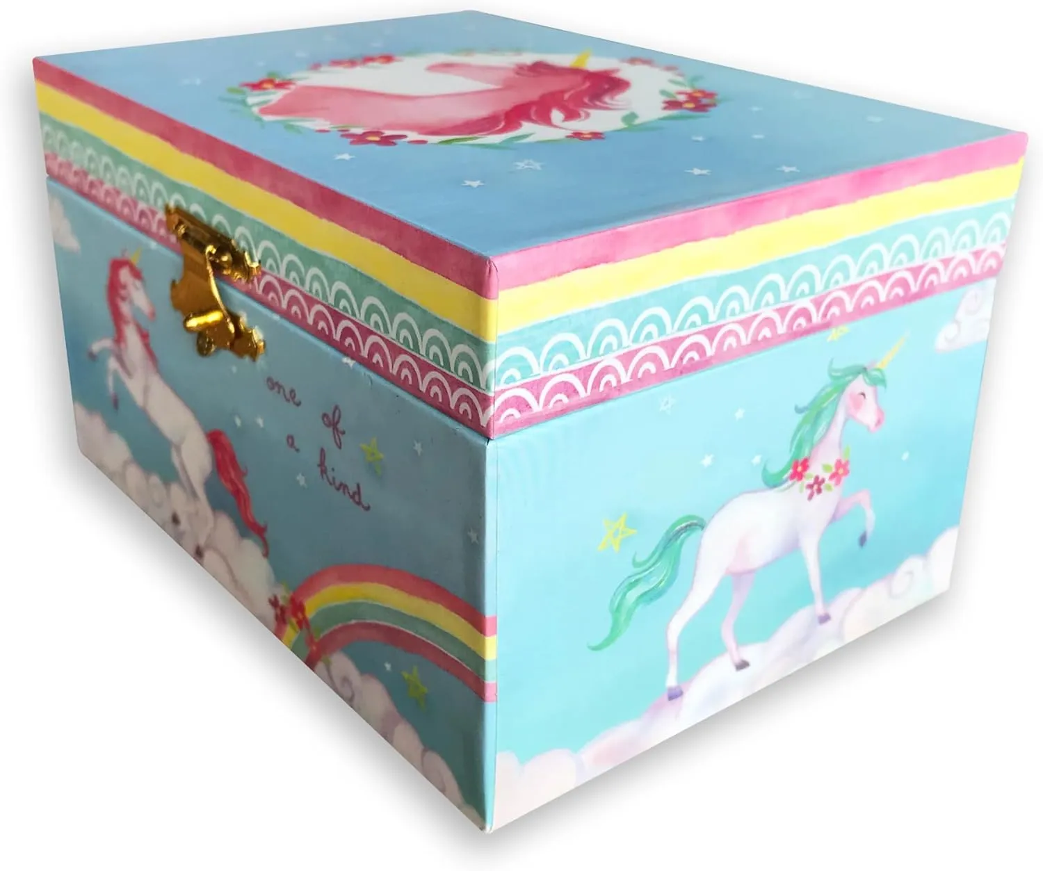 Box with Sankyo Musical Movement fierce circuit airy couple BinkeGG Play [ Brahm's Lullaby ] (60 Tunes Option) Children Jewelry Box Unicorn Jewelry Music Box for Girls Jewelry Storage 