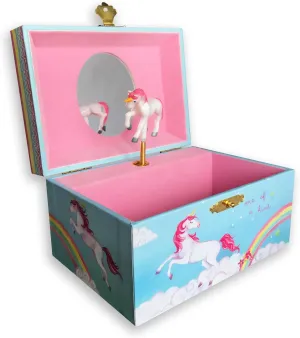 Box with Sankyo Musical Movement fierce circuit airy couple BinkeGG Play [ Brahm's Lullaby ] (60 Tunes Option) Children Jewelry Box Unicorn Jewelry Music Box for Girls Jewelry Storage 