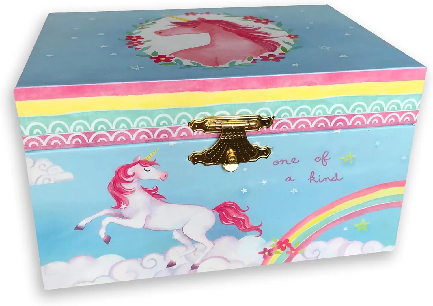 Box with Sankyo Musical Movement fierce circuit airy couple BinkeGG Play [ Brahm's Lullaby ] (60 Tunes Option) Children Jewelry Box Unicorn Jewelry Music Box for Girls Jewelry Storage 