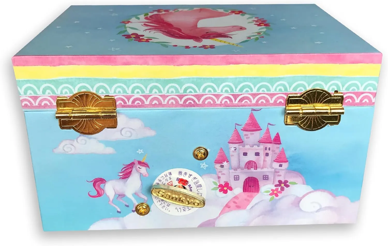 Box with Sankyo Musical Movement fierce circuit airy couple BinkeGG Play [ Brahm's Lullaby ] (60 Tunes Option) Children Jewelry Box Unicorn Jewelry Music Box for Girls Jewelry Storage 