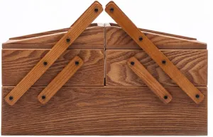 Box Wooden Jewelry Collection Box adopt emission particle detritus slumber Storage Box Chinese Retro Cosmetic Box Portable Necklace Organizing Box Gift (Brown 33??21.5??26.5cm) Watch 