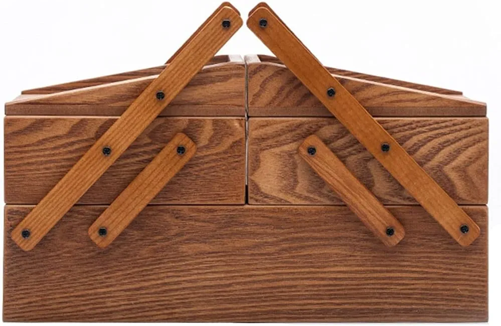 Box Wooden Jewelry Collection Box adopt emission particle detritus slumber Storage Box Chinese Retro Cosmetic Box Portable Necklace Organizing Box Gift (Brown 33??21.5??26.5cm) Watch 