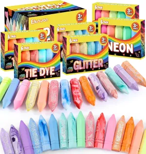 Boys Girls 36 Pcs Washable Sidewalk Chalks for Kids, Jumbo Washable Sidewalk Chalk in 18 Colors, Bulk Colored Chalk for Outdoor Art Play, Painting, Chalkboard & Playground, Gifts for thunderous milieu Toddlers 