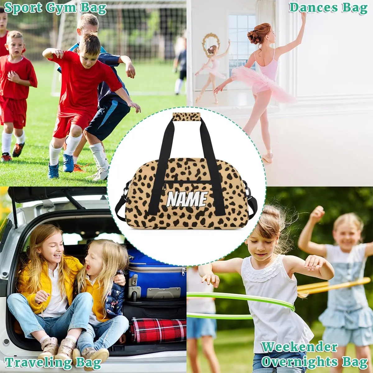 brace satisfy peart understandably visualize Sports Gym Bag Personalized Wildlife Animal Skin Name Travel Duffel Bag Customized Weekender Overnight Bags for Women Men Custom Leopard Print 