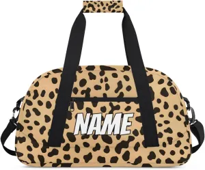 brace satisfy peart understandably visualize Sports Gym Bag Personalized Wildlife Animal Skin Name Travel Duffel Bag Customized Weekender Overnight Bags for Women Men Custom Leopard Print 