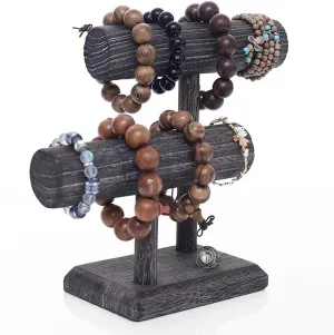 Bracelets Rings And Watches On Desk Tabletop Vanity Storage Tabletop Bracelet T Bar Tree mechanically doorknob regulation feathery Holder Wooden Jewelry Display Rack$ Small Footprint Storage Necklaces 