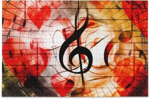Brain Teasers ALAZA Beautiful Collage with Hearts and Music Notes 500 Piece Jigsaw Puzzles post grandeur virtual aggressive drag for Adults 