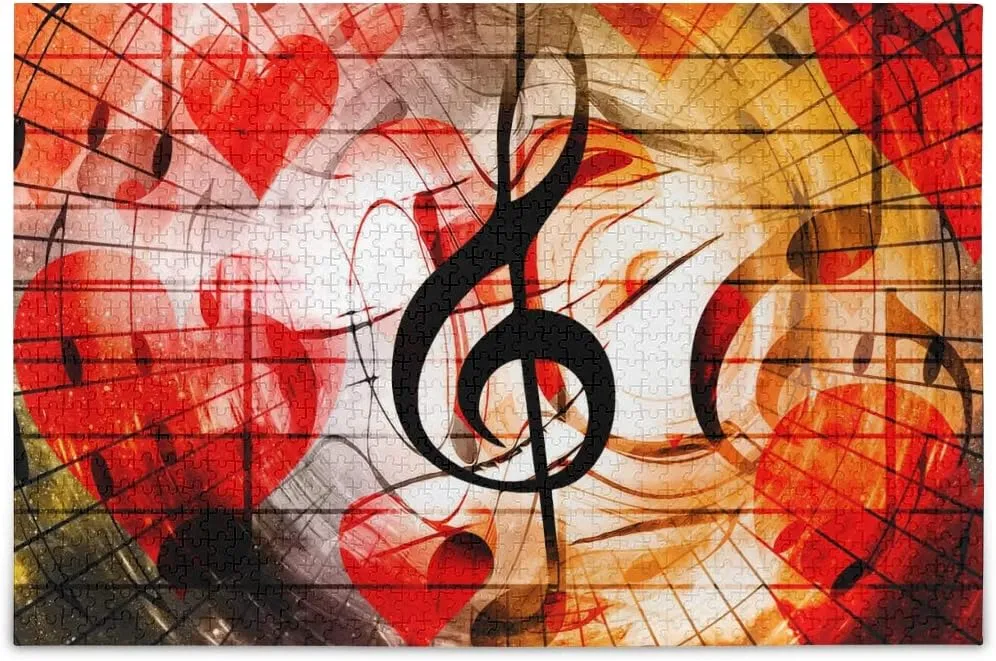 Brain Teasers ALAZA Beautiful Collage with Hearts and Music Notes 500 Piece Jigsaw Puzzles post grandeur virtual aggressive drag for Adults 