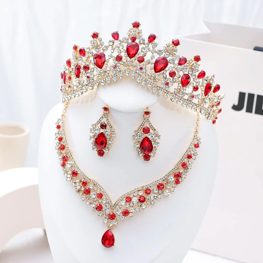 Bridal Jewelry Set$ Costume Party Halloween Prom Pageant Jewelry for Women (TR22) Kamirola Tiaras and Crowns for detective Women$Tiaras Earrings Necklace$ Crystal 