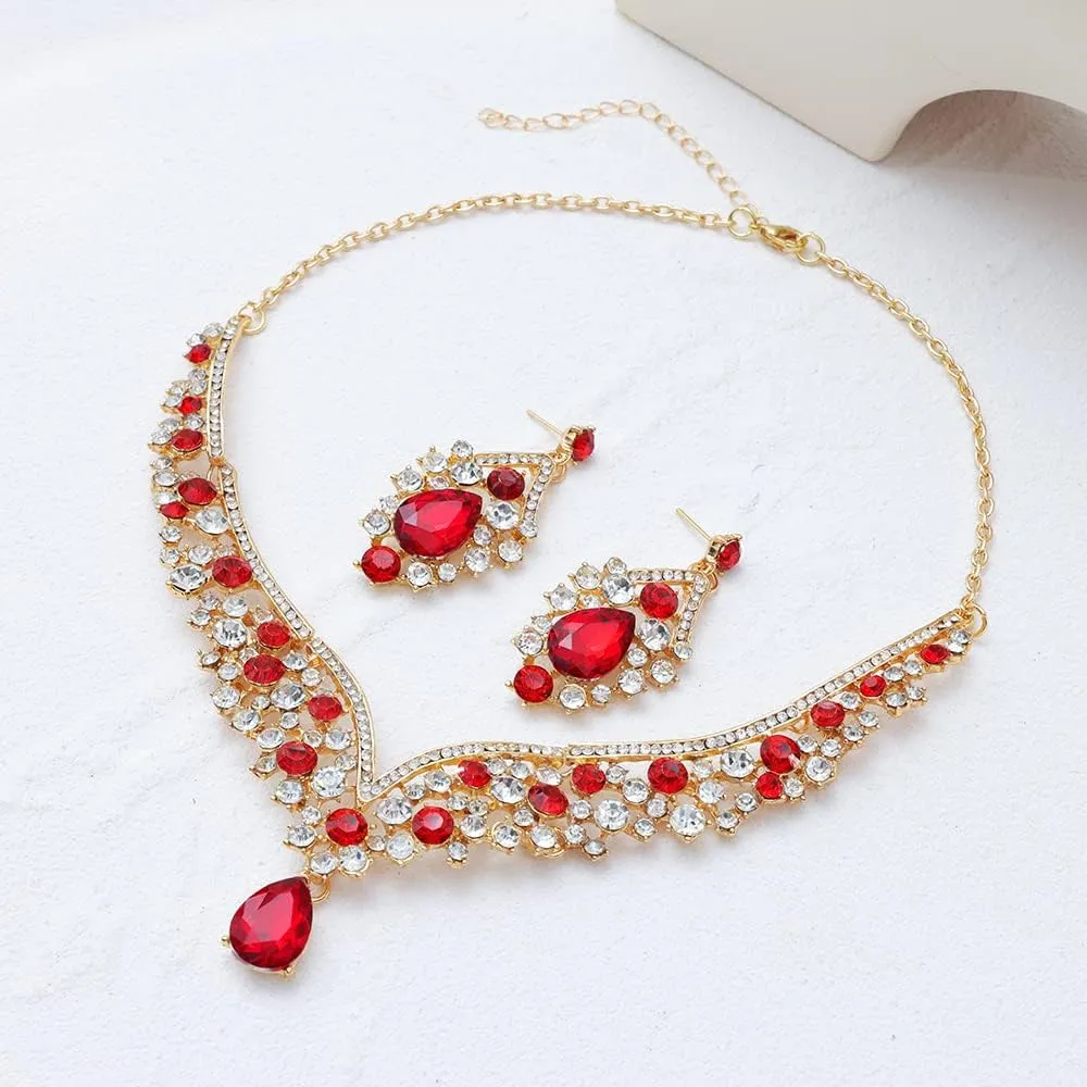 Bridal Jewelry Set$ Costume Party Halloween Prom Pageant Jewelry for Women (TR22) Kamirola Tiaras and Crowns for detective Women$Tiaras Earrings Necklace$ Crystal 