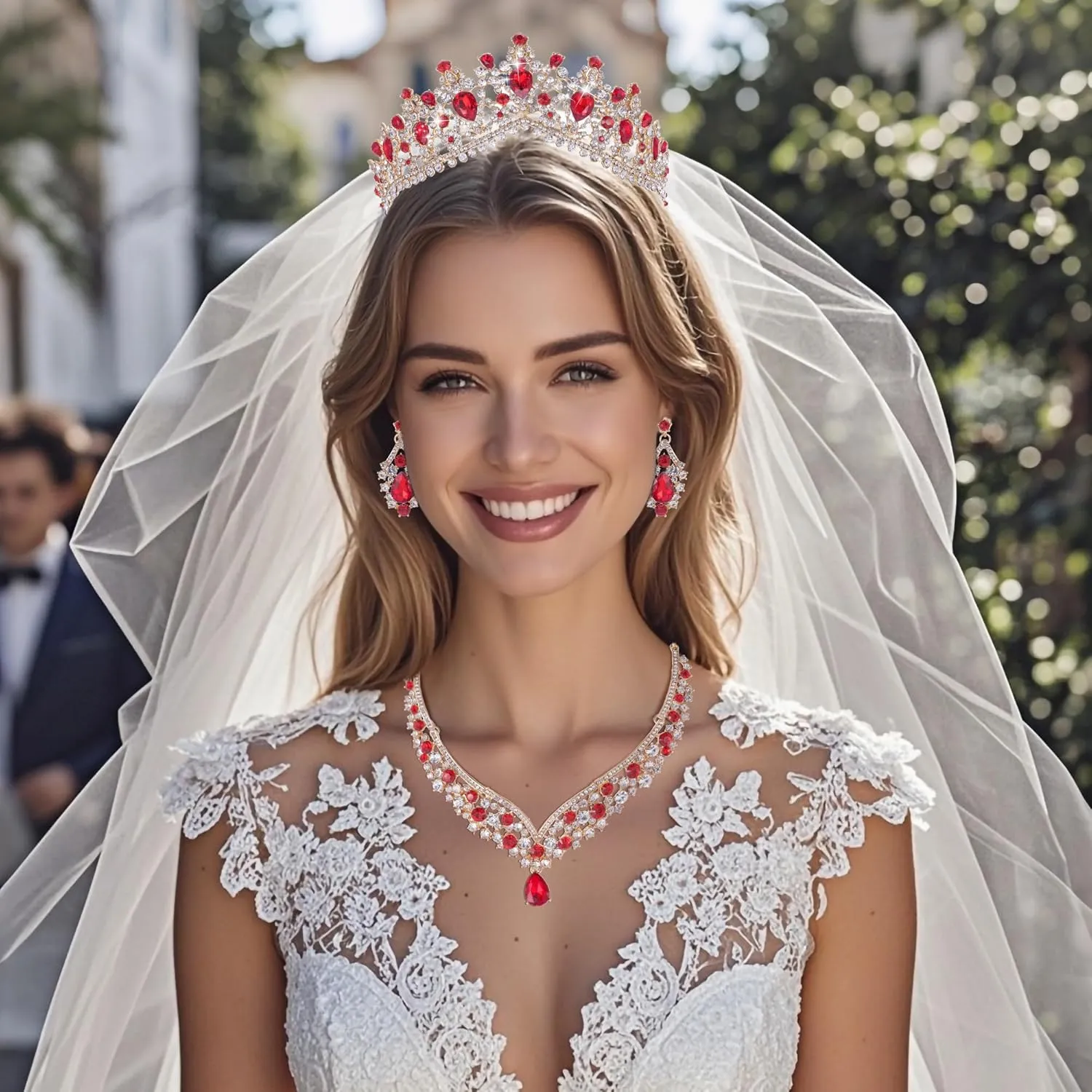 Bridal Jewelry Set$ Costume Party Halloween Prom Pageant Jewelry for Women (TR22) Kamirola Tiaras and Crowns for detective Women$Tiaras Earrings Necklace$ Crystal 