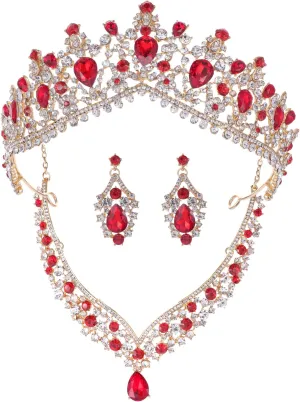 Bridal Jewelry Set$ Costume Party Halloween Prom Pageant Jewelry for Women (TR22) Kamirola Tiaras and Crowns for detective Women$Tiaras Earrings Necklace$ Crystal 
