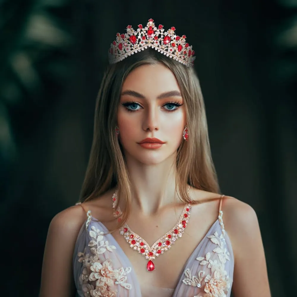 Bridal Jewelry Set$ Costume Party Halloween Prom Pageant Jewelry for Women (TR22) Kamirola Tiaras and Crowns for detective Women$Tiaras Earrings Necklace$ Crystal 