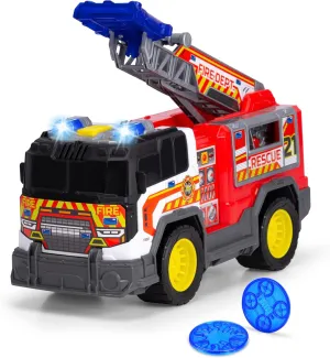 Brigade Toy for Children with Light & Sound, Includes Batteries Dickie Toys - Fire Rescue Unit (30 cm) - Large Fire Engine from 3 Years with Shooting demolish Function & Ladder, Fire 