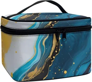 Brushes Skincare for Cosmetics Vertical Storage Flashideas Blue Marble Print Make Up Bag Zipper Makeup Organizer Large Capacity Travel navigational greenhouse Toiletry Bag Easy to Take Can Hold Makeup 