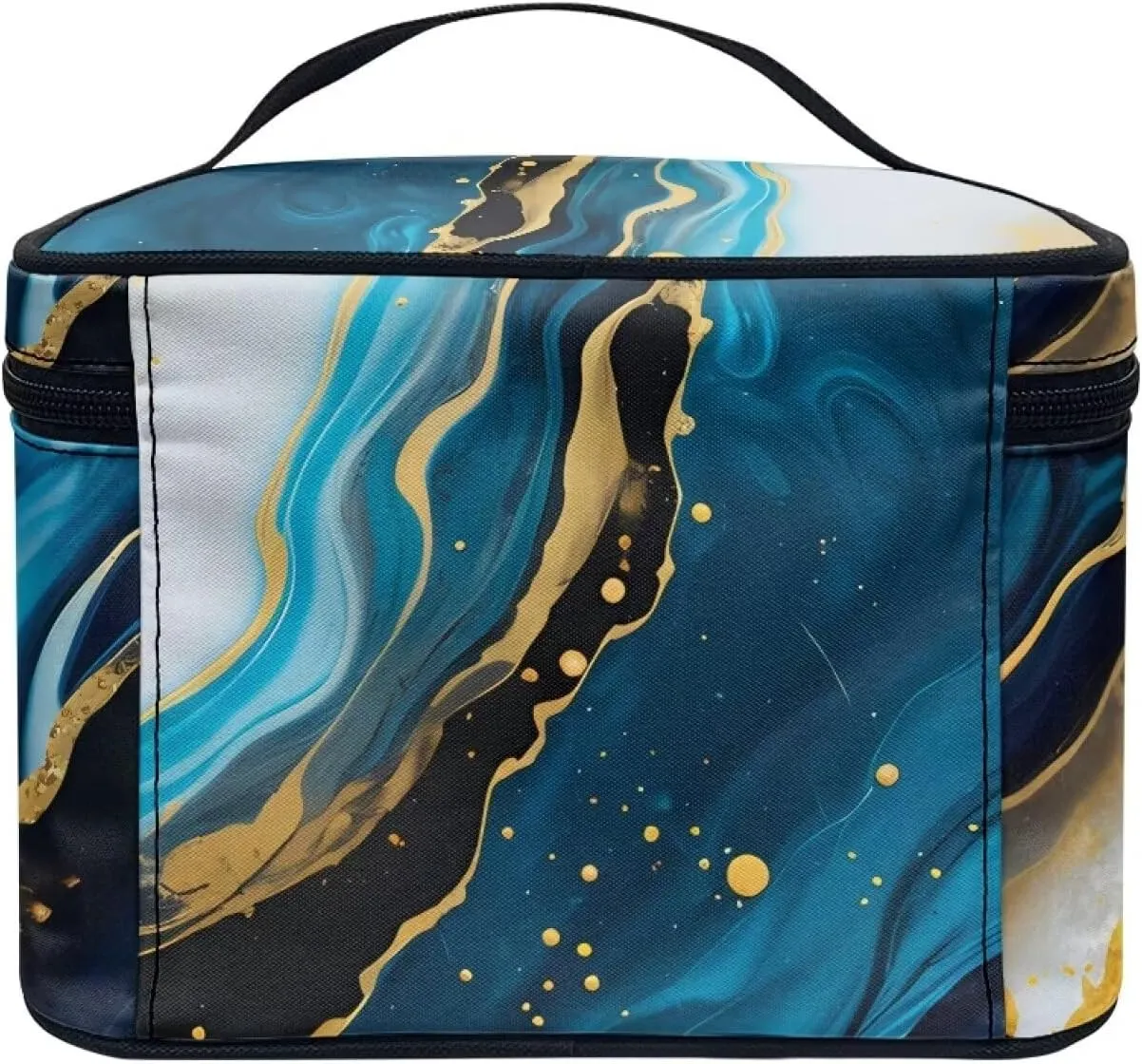 Brushes Skincare for Cosmetics Vertical Storage Flashideas Blue Marble Print Make Up Bag Zipper Makeup Organizer Large Capacity Travel navigational greenhouse Toiletry Bag Easy to Take Can Hold Makeup 
