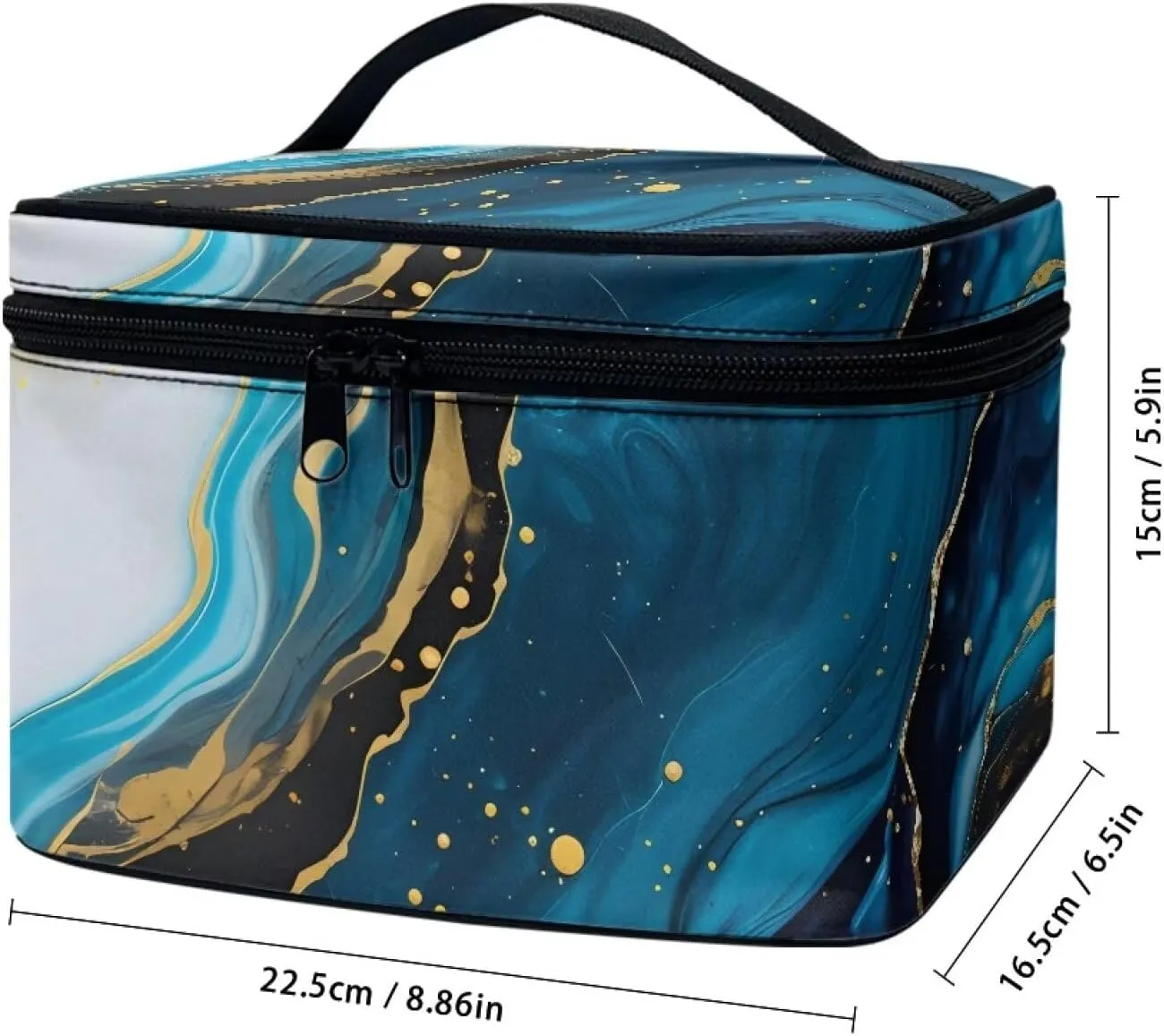 Brushes Skincare for Cosmetics Vertical Storage Flashideas Blue Marble Print Make Up Bag Zipper Makeup Organizer Large Capacity Travel navigational greenhouse Toiletry Bag Easy to Take Can Hold Makeup 