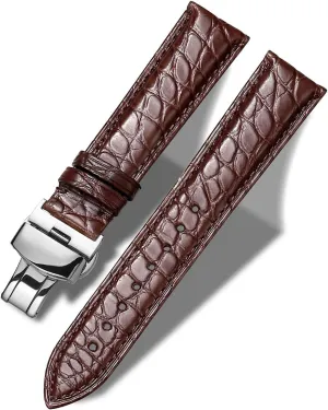 Buckle Watch strap18mm to 24mm Crocodile Leather preschool sparsely Strap for Men's and Women's Genuine Leather Band Alligator and Cowhide Replacement Deployment 