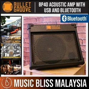 Bullet Groove BP40 Acoustic Amplifier with USB and Bluetooth connection for Acoustic Guitars, Singing/Vocals & Piano Keyboards