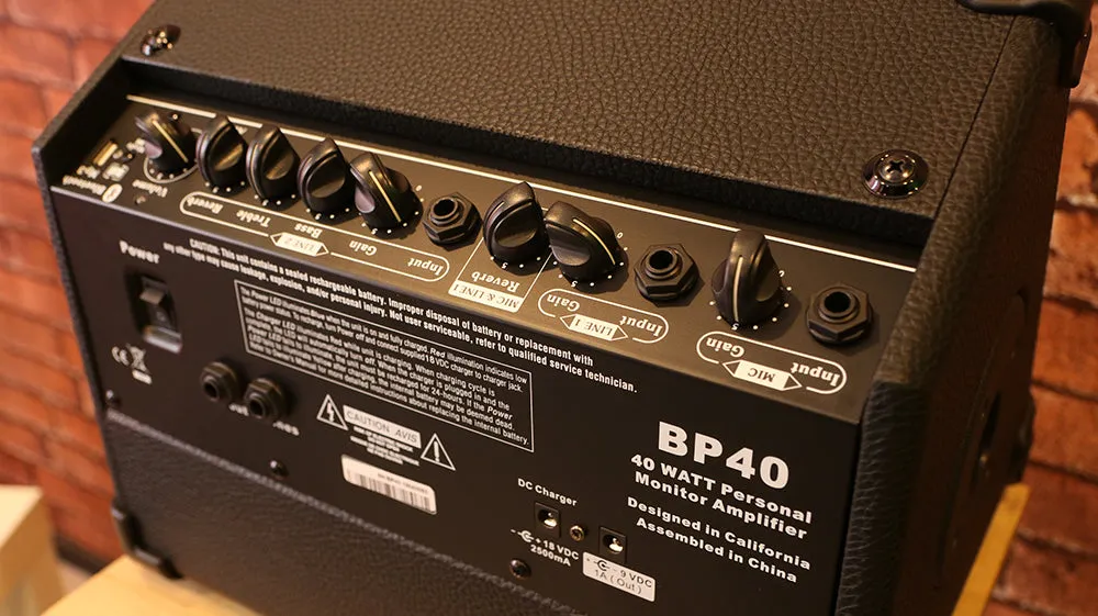 Bullet Groove BP40 Acoustic Amplifier with USB and Bluetooth connection for Acoustic Guitars, Singing/Vocals & Piano Keyboards