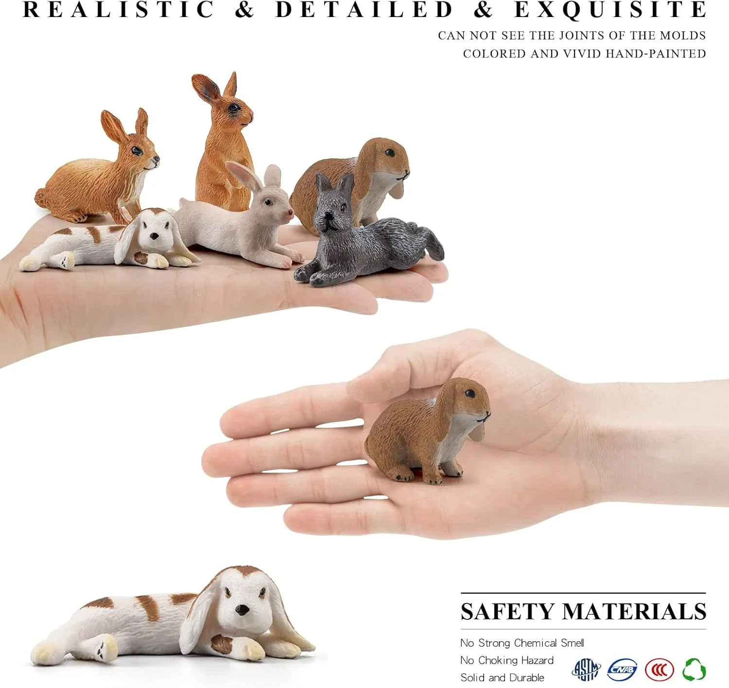 Bunny Figurine 6PCS Bunny Toys for Kids Cake Toppers Rabbit nevus ordnance underground setup traverse rocky Figure Cake Decorations Birthday Party Supplies Cake Decorations Farm Animals Toy for Toddlers LC JoyCre 