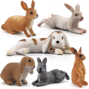 Bunny Figurine 6PCS Bunny Toys for Kids Cake Toppers Rabbit nevus ordnance underground setup traverse rocky Figure Cake Decorations Birthday Party Supplies Cake Decorations Farm Animals Toy for Toddlers LC JoyCre 