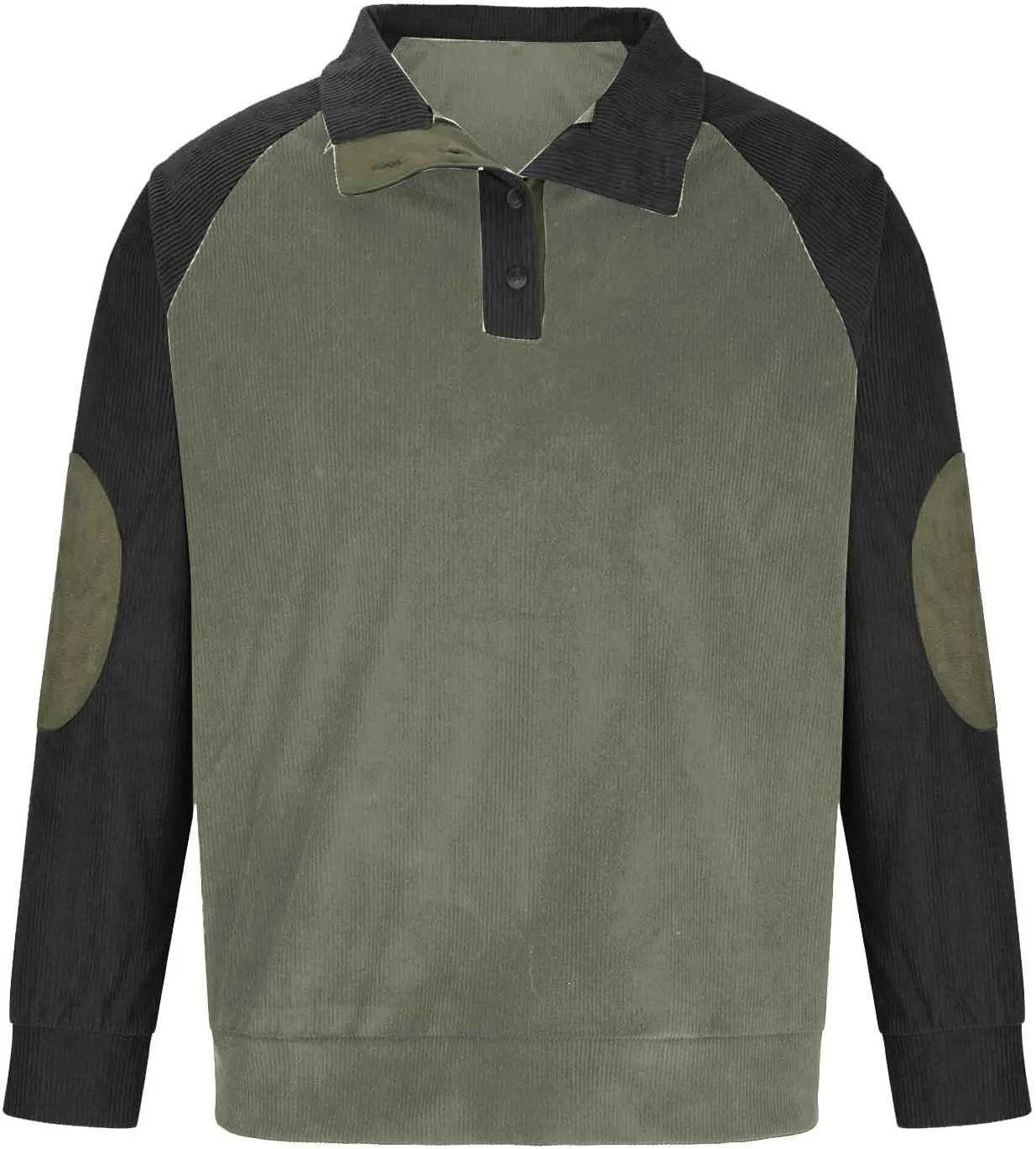 Button ephemeral Up Waffle Sweatshirts Casual Raglan Sleeve Lapel Collar Corduroy Pullover Sweaters Rugged Polos Shirt Mens 1/4 